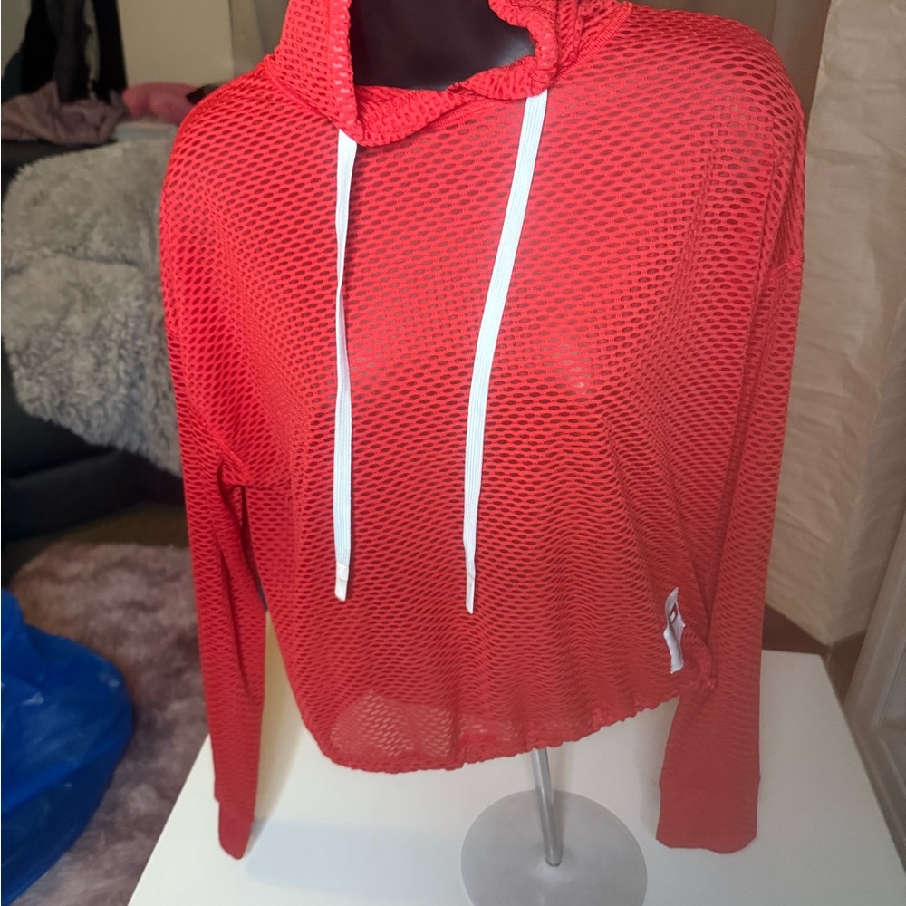Tommy Hilfiger Sport  Red Mesh Hoodie Top